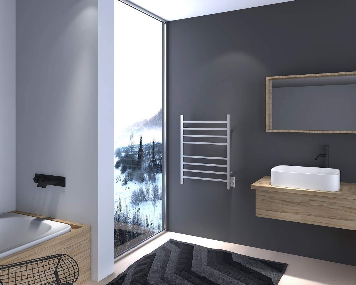HEATGENE Electric Towel Warmer - Wall Mounted Bathroom Heated Towel Rack with Hardwired/Plug-in Options, Mirror Polish Finish for Spa-Like Luxury at Home