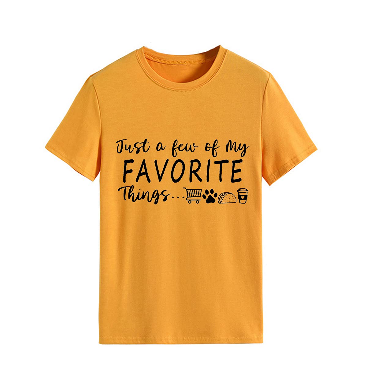 Women's Cute Graphic Tee Shirt - Just A Few of My Favorite Things Short Sleeve Casual Tops for Everyday Wear, Weekend Outfits & Summer Fashion