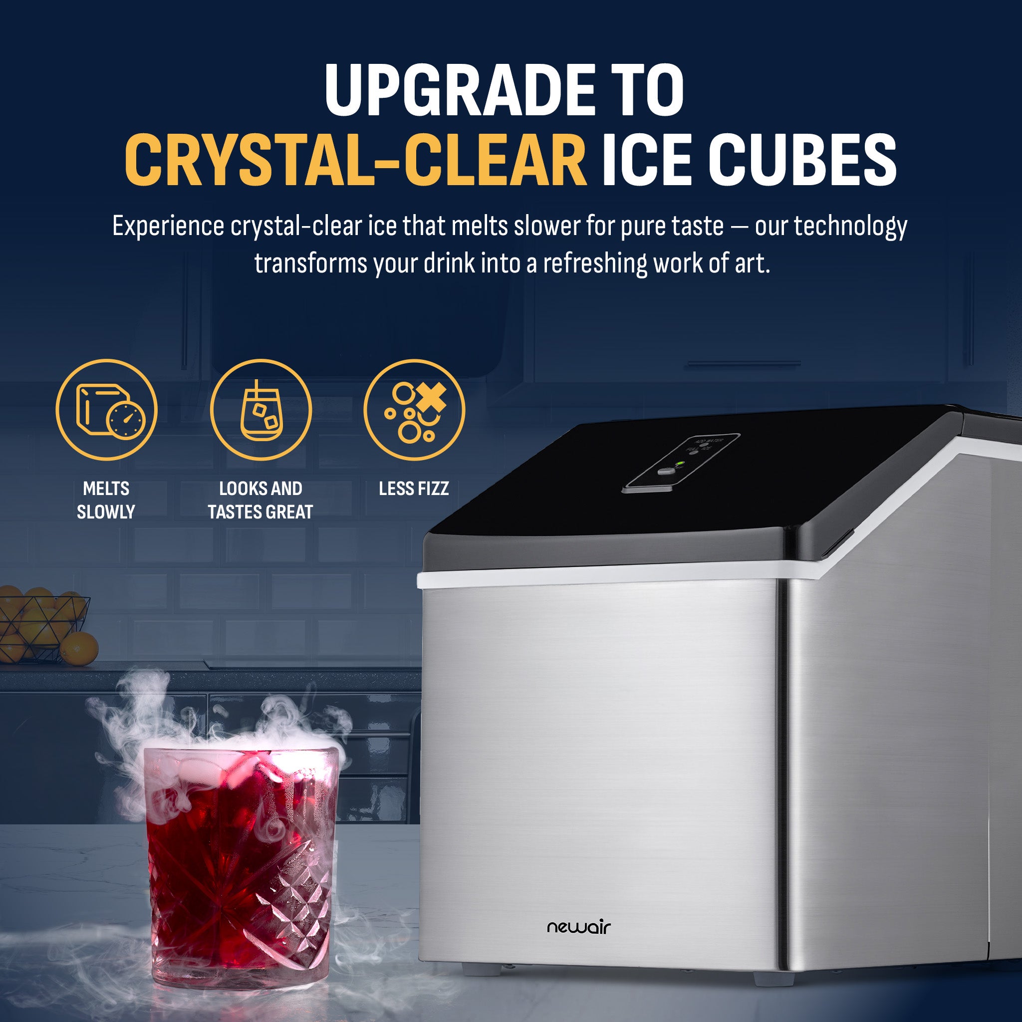 Newair® Stainless Steel Countertop Ice Maker - 40 lbs/Day, Fast & Clear Ice Cubes for Home, Office, Party & Outdoor Use