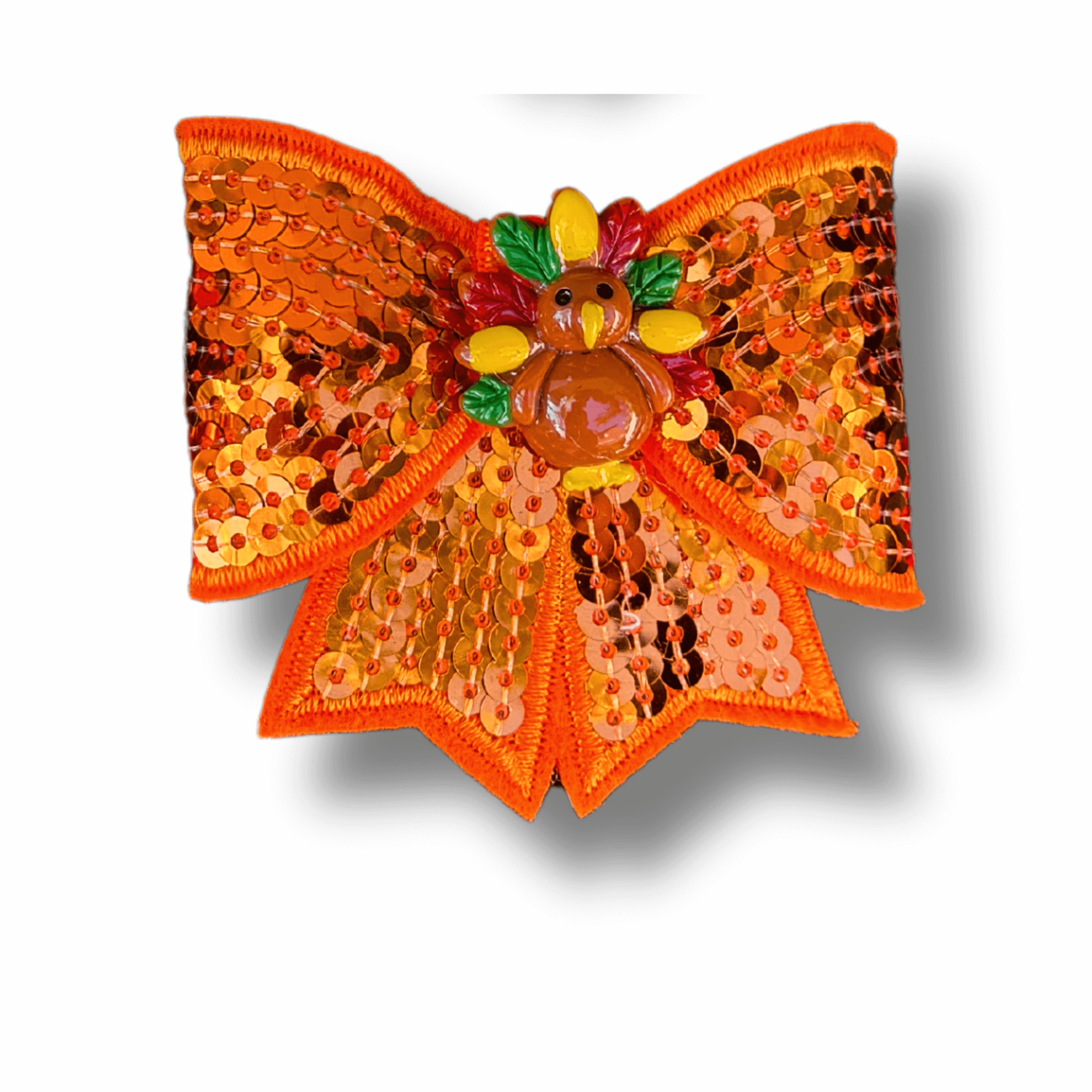 Spooky Sequined Halloween Dog Bow Tie - Orange Pet Costume Accessory for Halloween Parties & Photo Shoots