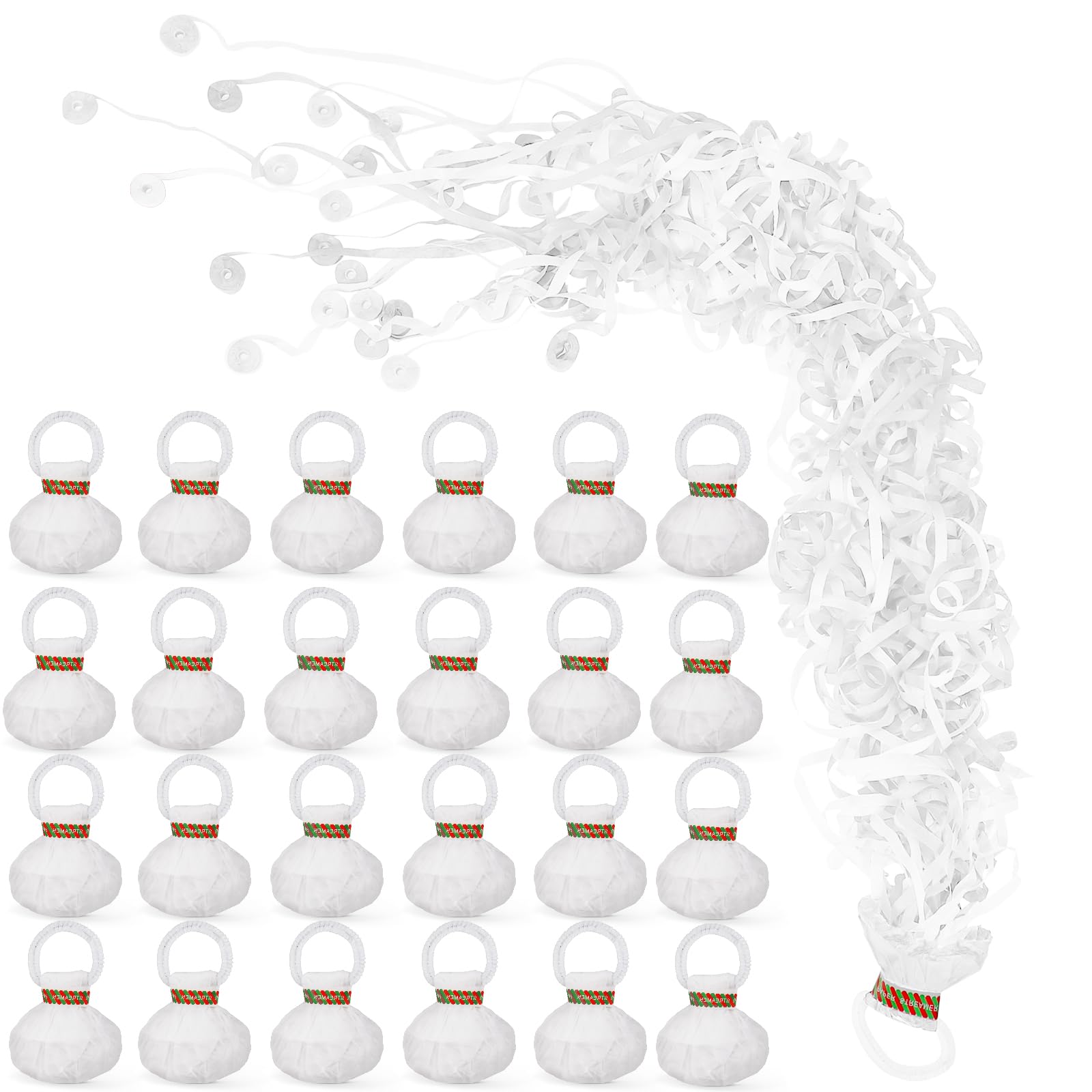 48 Pack No Mess Confetti Poppers - Romantic White Hand Throw Streamers for Weddings, Birthdays, Graduations | Eco-Friendly Party Favors & Celebration Supplies for Showers, Anniversaries & Special Events