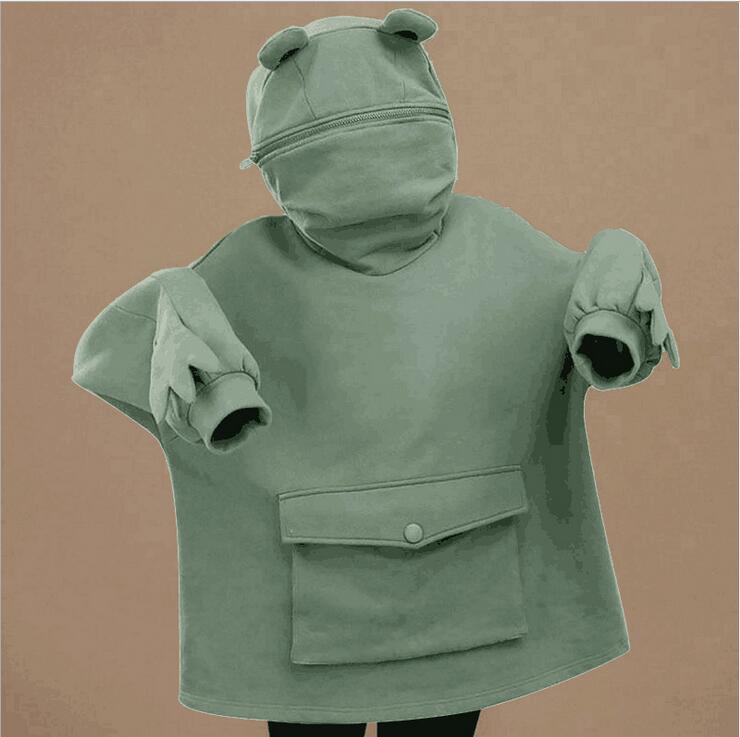 Women's Fleece Sweater with Frog Hood - Cozy Pullover Jacket for Casual Wear, Outdoor Activities & Loungewear