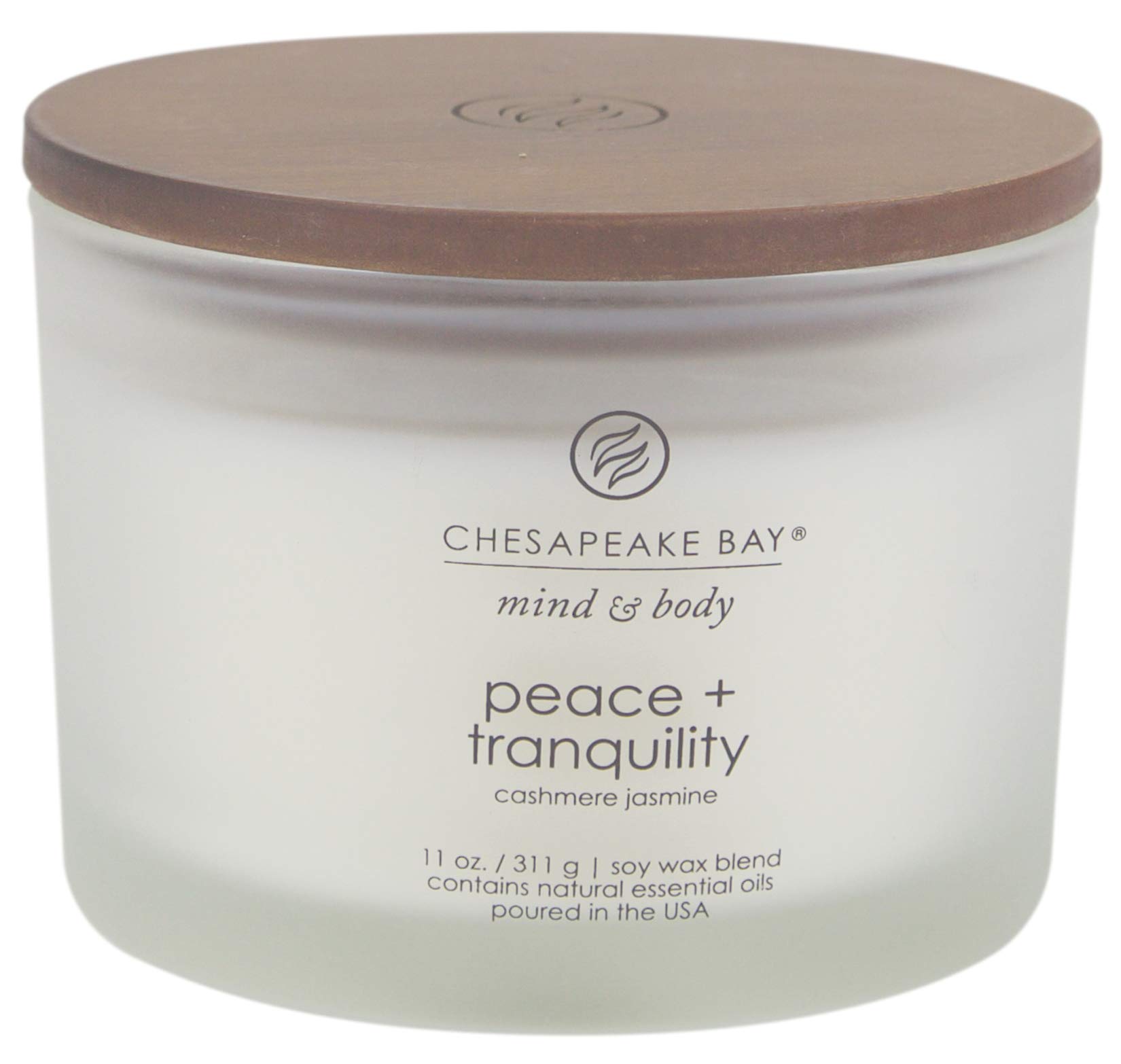 Chesapeake Bay Scented Candle - Peace & Tranquility (Cashmere Jasmine) 3-Wick Jar for Coffee Table | Aromatherapy, Relaxation & Home Decor