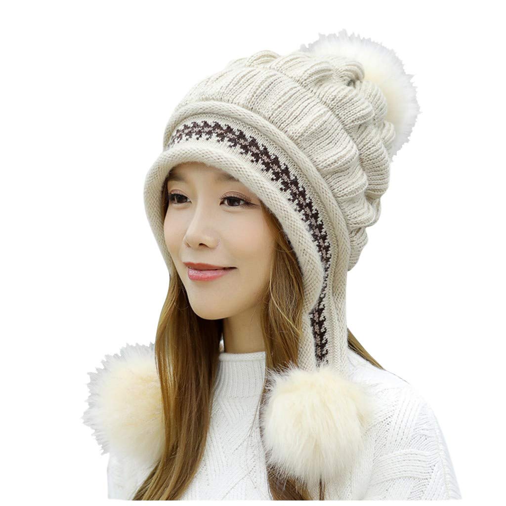 Warm Knitted Wool Winter Hat with Pom Pom for Men & Women - Cozy Beanie for Cold Weather, Outdoor Activities & Fashion Accessory