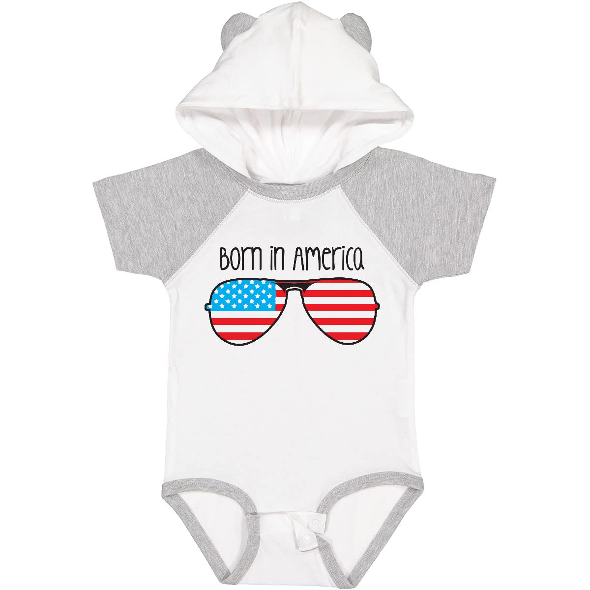 Inktastic Born in America Baby Bodysuit - Patriotic Onesie for Newborns & Infants - Perfect for 4th of July, Memorial Day & Family Photos
