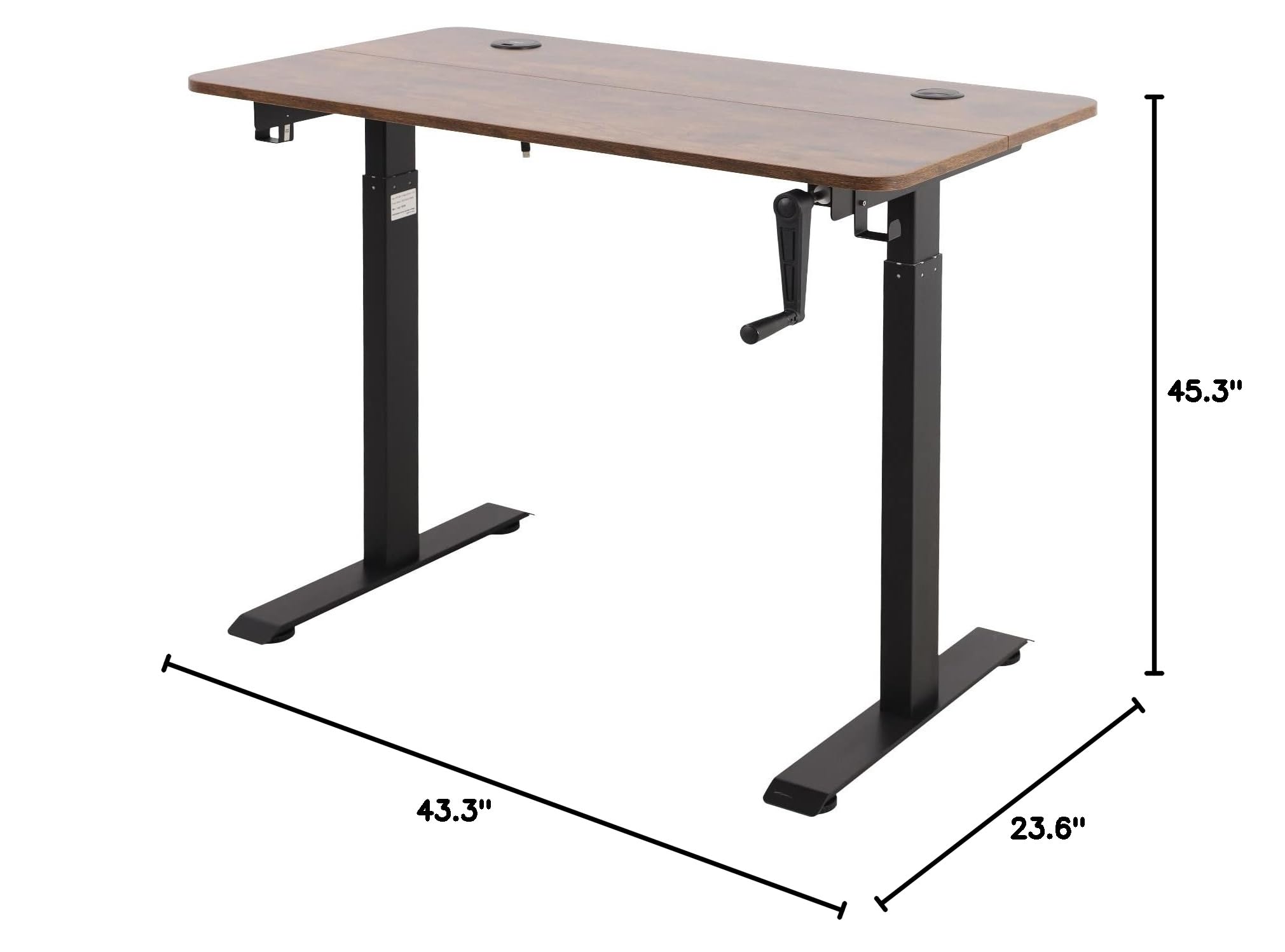 UNICOO Adjustable Height Standing Desk with USB & Wireless Charger - Home Office & Gaming Computer Table, Ergonomic Crank Sit Stand Desk (Rustic Brown, M2) - Perfect for Remote Work, Online Classes & Gaming Setup