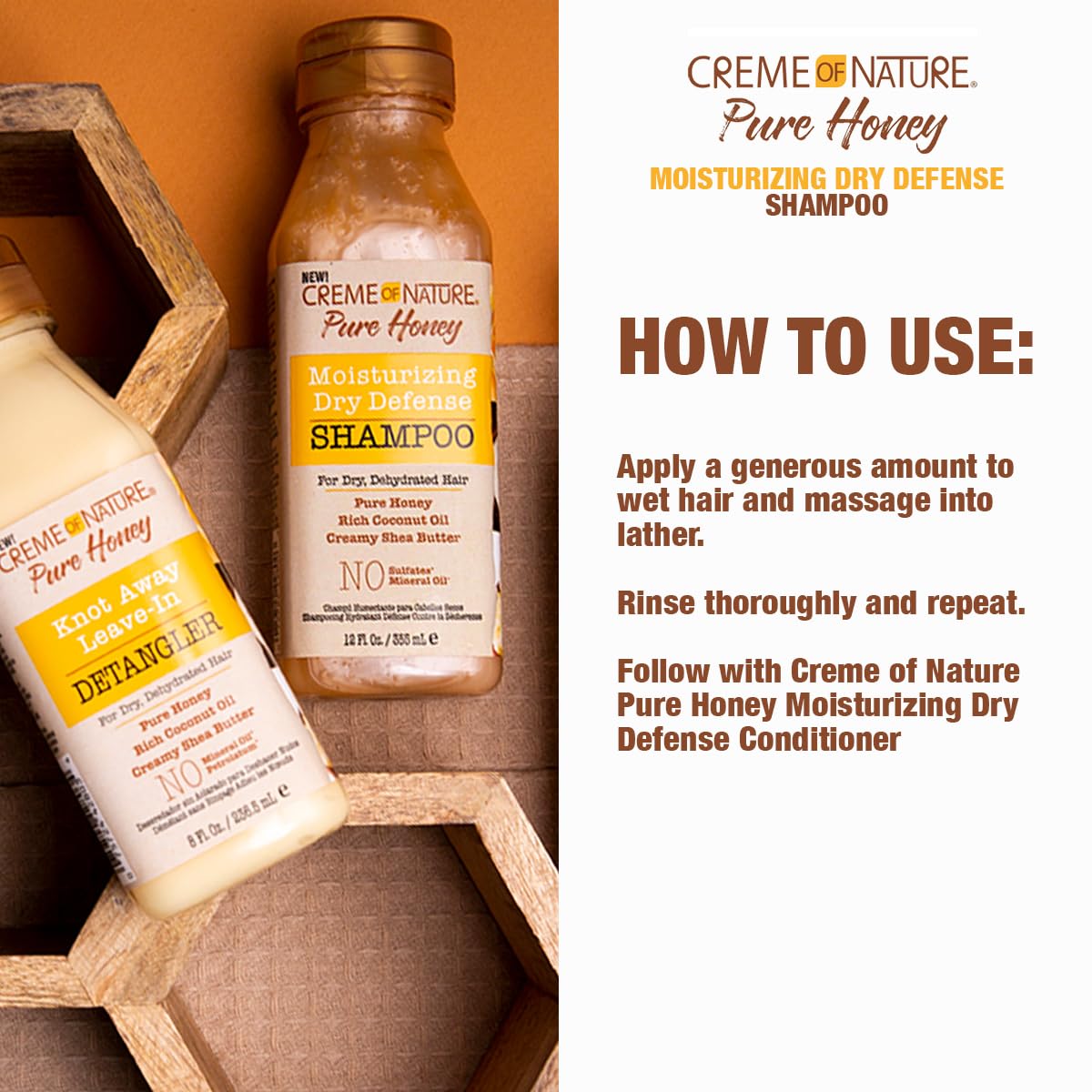 Creme of Nature Coconut Oil & Shea Butter Shampoo for Dry, Damaged Hair - Honey Infused Formula (12.07 Fl Oz) | Hydrating & Repairing Hair Care for Daily Use & Salon Results