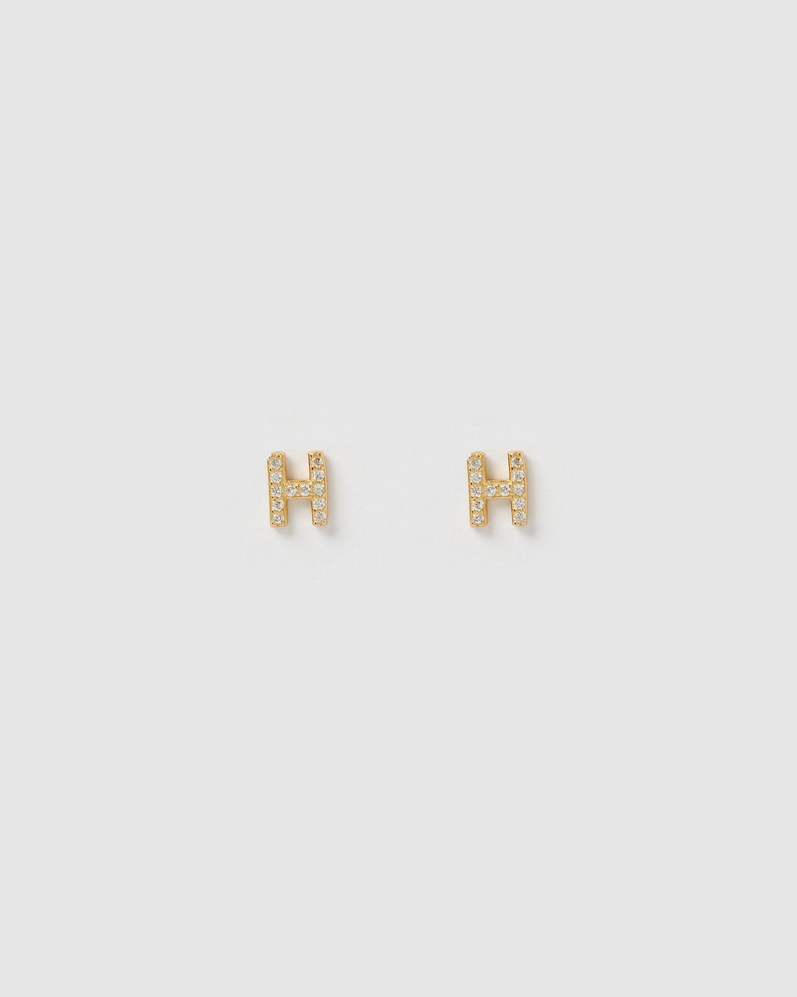 Izoa Gold Alphabet Mini Letter H Stud Earrings - Perfect for Gifts, Initial Jewelry & Everyday Wear