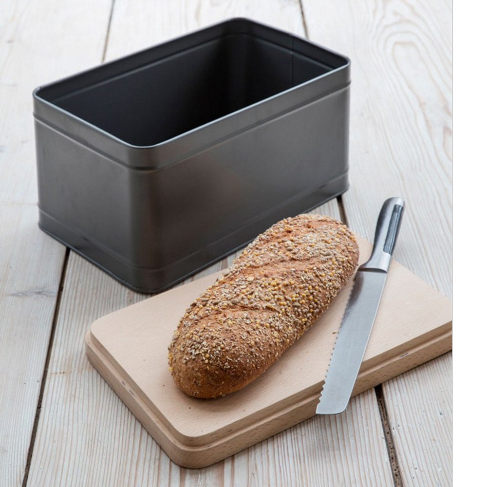 Premium Borough Bread Bin in Charcoal - Airtight Bread Storage Container for Freshness - Perfect for Kitchen Countertop, Pantry, or Dining Room Decor
