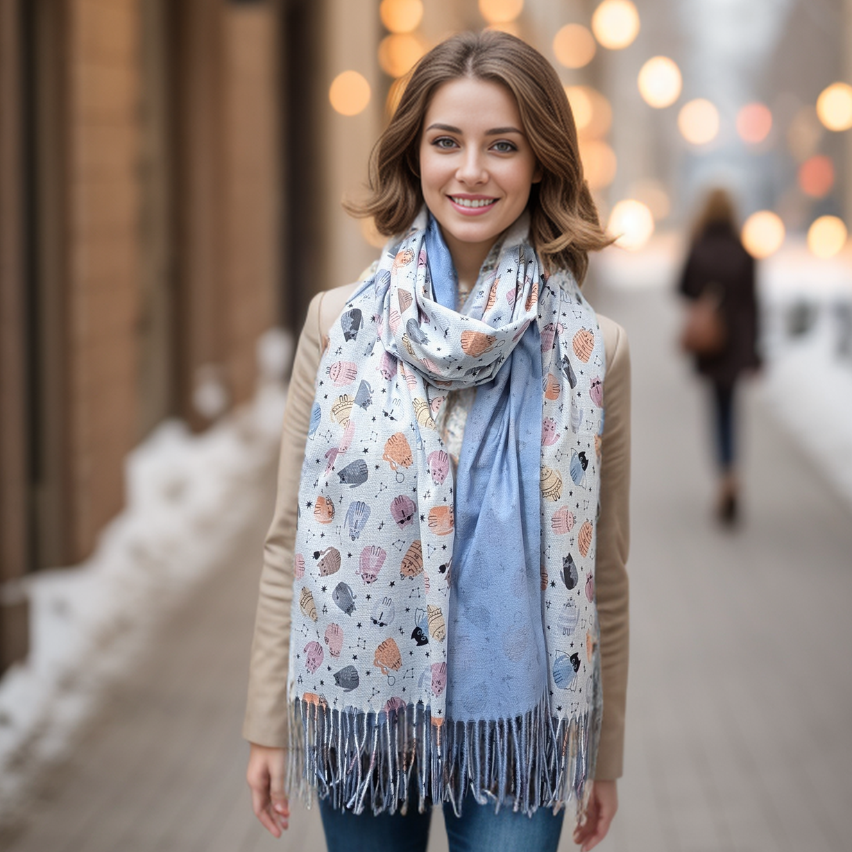 Creative Cat Pashmina Style Scarf (70x180cm) - Soft & Stylish Winter Fashion Accessory for Women - Perfect for Cold Weather, Office Wear & Gift Giving