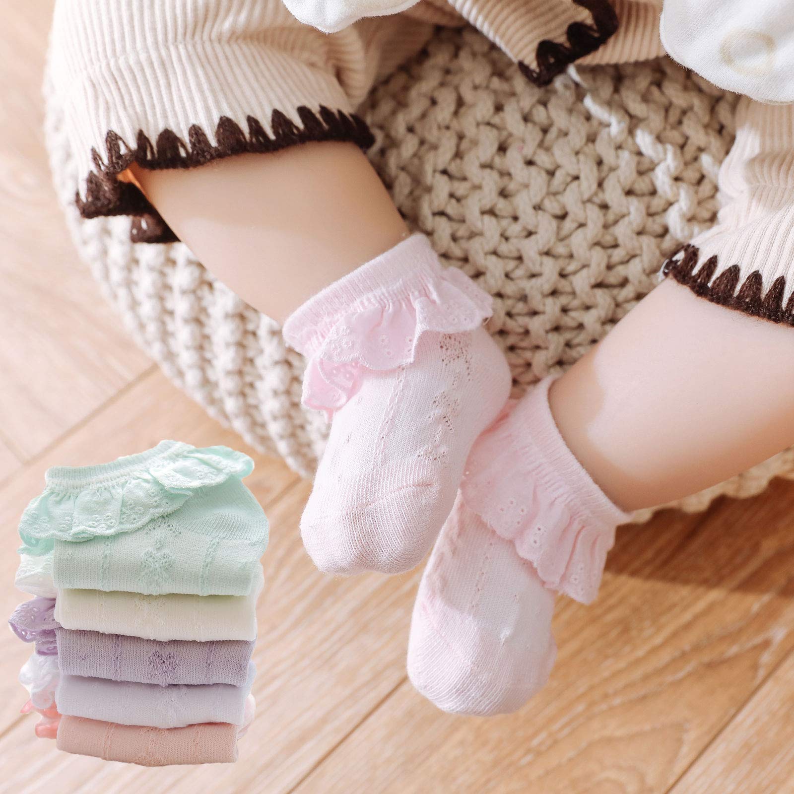 Adorable Baby Girl Lace Socks - Double Eyelet Ruffle Frilly Socks for Newborns & Toddlers (3-Pack) | Perfect for Special Occasions, Photo Shoots & Everyday Wear