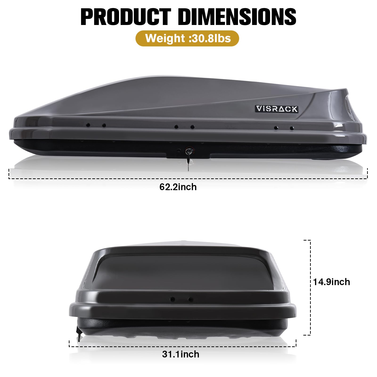 14 Cubic Feet Rooftop Cargo Carrier - Heavy Duty Waterproof Hard Shell Storage Box with Dual Side Opening for Cars | Perfect for Road Trips, Camping Gear & Travel Luggage Storage | Gray