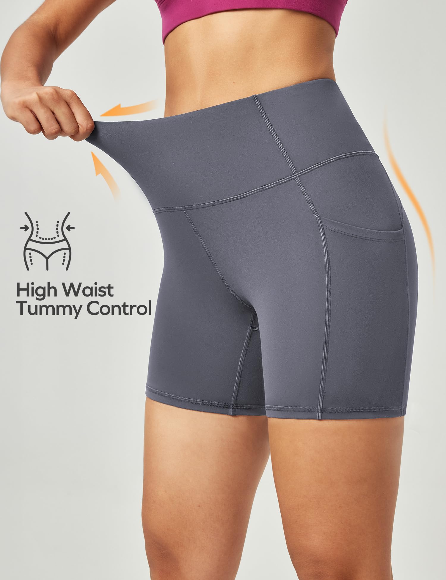 Ewedoos Women's High Waisted Biker Shorts - Tummy Control Workout Shorts with 3 Pockets, Compression Gym Running Yoga Shorts for Women | Perfect for Cycling, Fitness Training & Lounge Wear