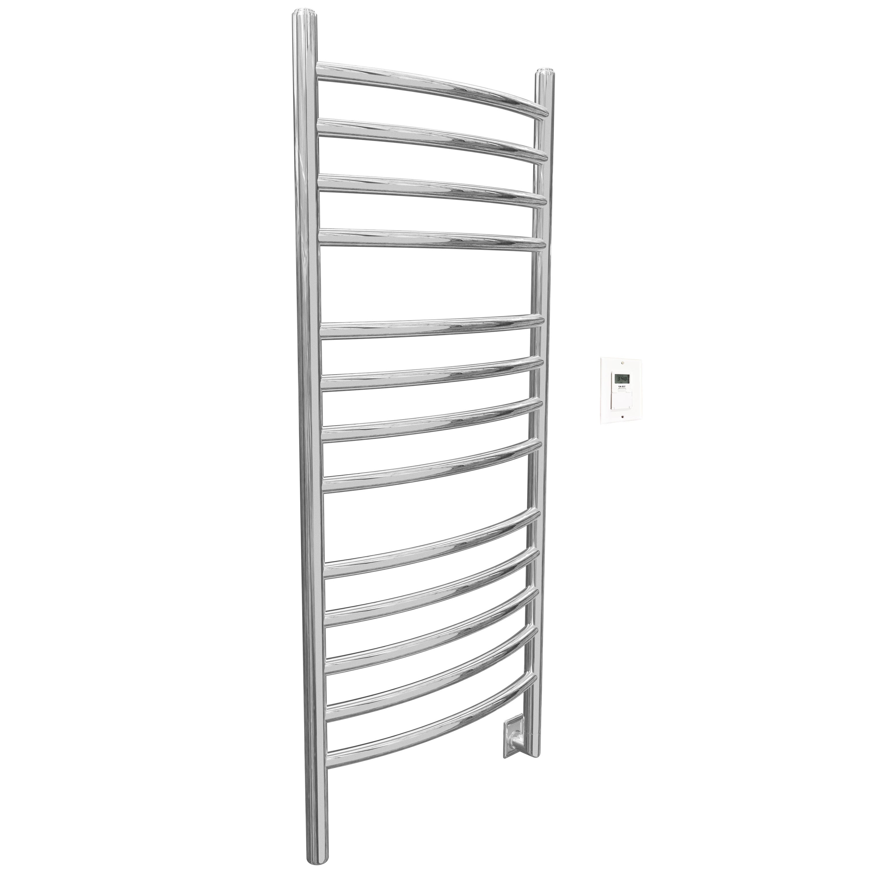 40 Inch Polished Stainless Steel Electric Towel Warmer & Drying Rack with Timer - Hardwired Bathroom Heater for Spa, Luxury Home & Hotel Use