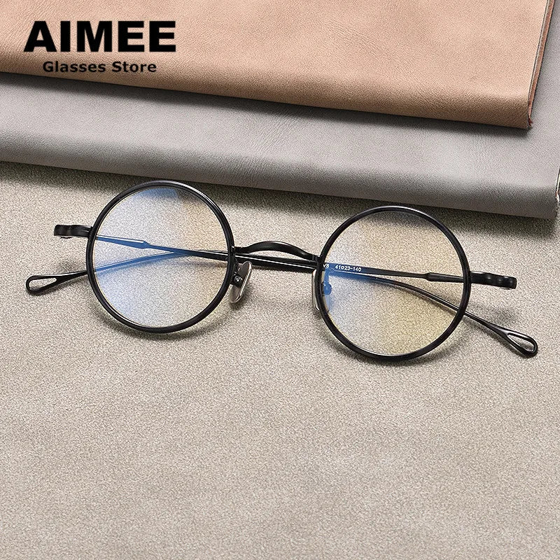 Aimee Unisex Full Rim Round Titanium Acetate Eyeglasses 22008 - Lightweight Durable Glasses for Men & Women - Perfect for Reading, Work, and Everyday Wear