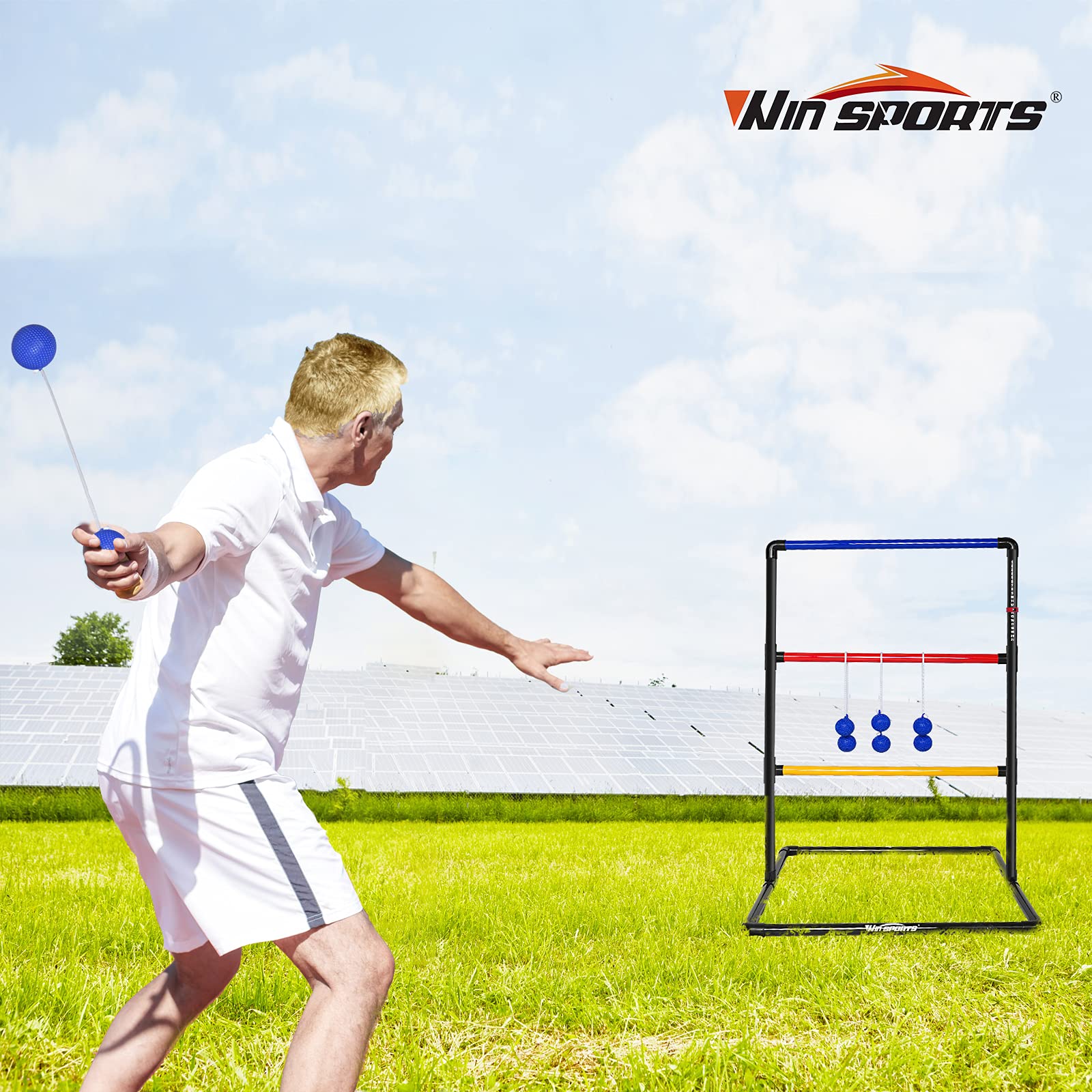 Premium Ladder Toss Outdoor Game Set - 6 Weighted Bolos, Carrying Case & Sand-Weighted PVC Pipes for Backyard, Beach, Tailgating & Family Fun - Perfect for Adults & Kids - Indoor/Outdoor Ladder Ball Game