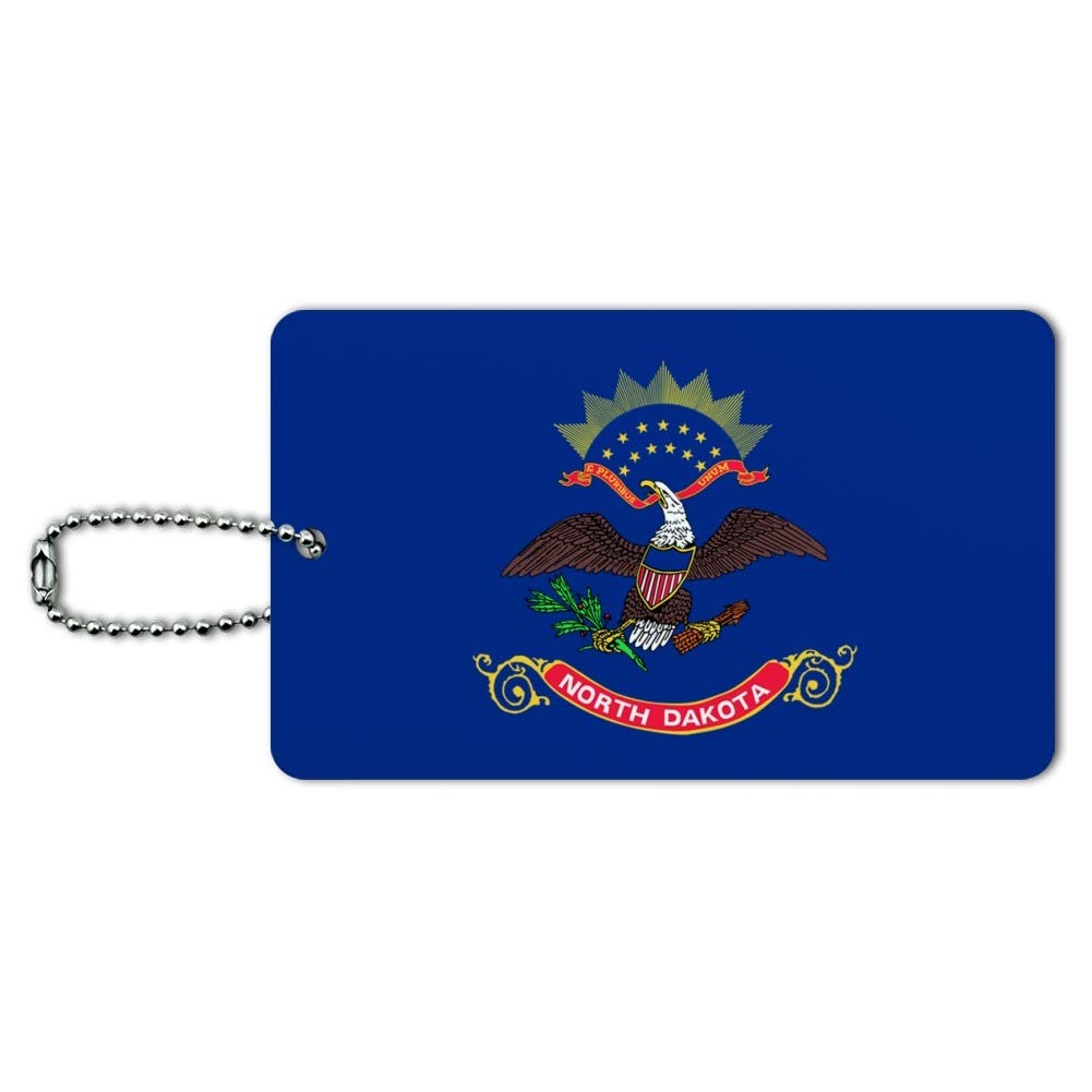 North Dakota State Flag Luggage Tag - Durable Suitcase ID Card for Travel Bags - Perfect for Carry-On, Checked Luggage & Backpack Identification