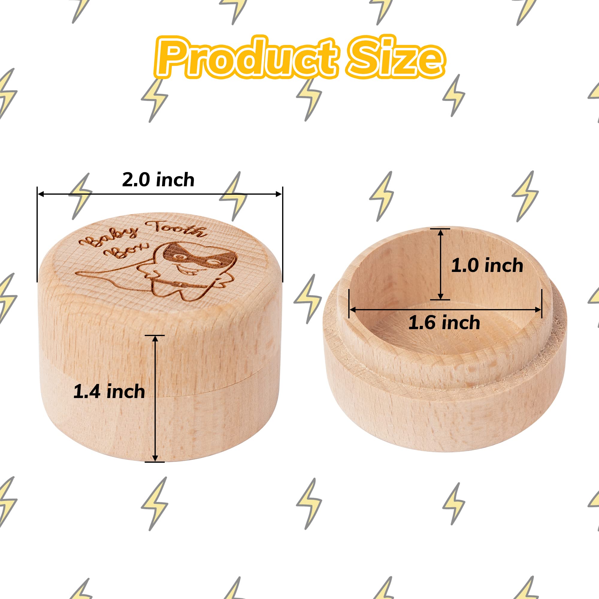 2Pcs Wooden Tooth Fairy Keepsake Box for Boys - Under Pillow Milk Teeth Storage Container, Cute Lost Tooth Holder Case for Baby Toddler (Baby Shower & Birthday Gift Idea) - Perfect for First Tooth Celebration & Childhood Memory Preservation