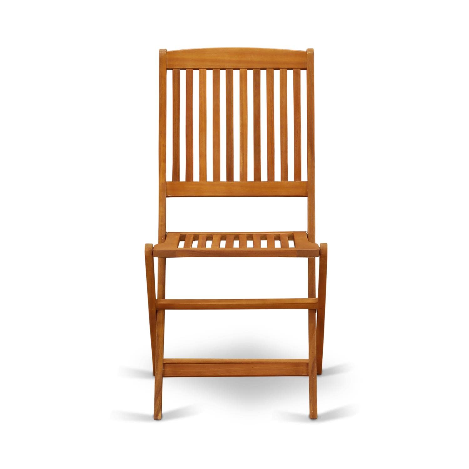 East West Furniture BCMCWNA Cameron Foldable Acacia Wood Patio Dining Chairs - Set of 2, Natural Oil Finish - Perfect for Outdoor Dining, Garden, Poolside & Backyard Relaxation