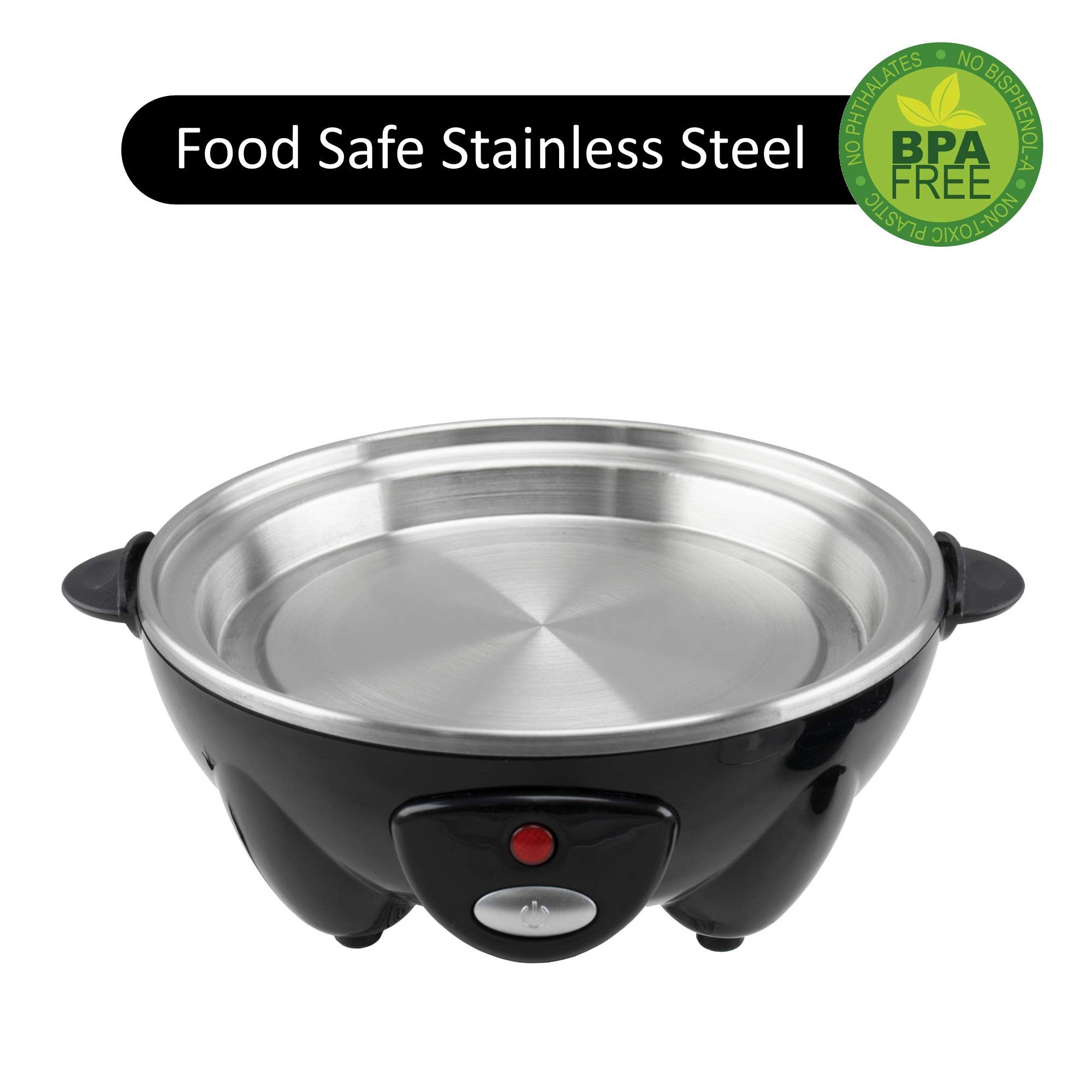 Brentwood TS-1045BK Electric Egg Cooker with Auto Shutoff - 6 Egg Capacity, Fast Boiling & Poaching, Perfect for Breakfast, Meal Prep & Keto Diet (Black)