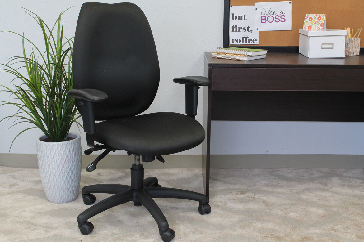 B1002 Ergonomic Black Office Chair with Adjustable Arms & Seat Slider - Premium Computer Desk Chair for Home & Office Workspaces