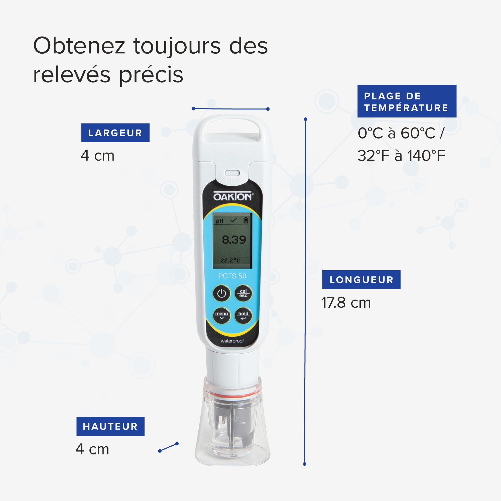 Oakton AO-35634-35 PCTSTestr 50 Waterproof Pocket pH/Cond/TDS/Salinity Tester - Premium 50 Series Digital Water Quality Meter for Pools, Aquariums & Hydroponics (Black)