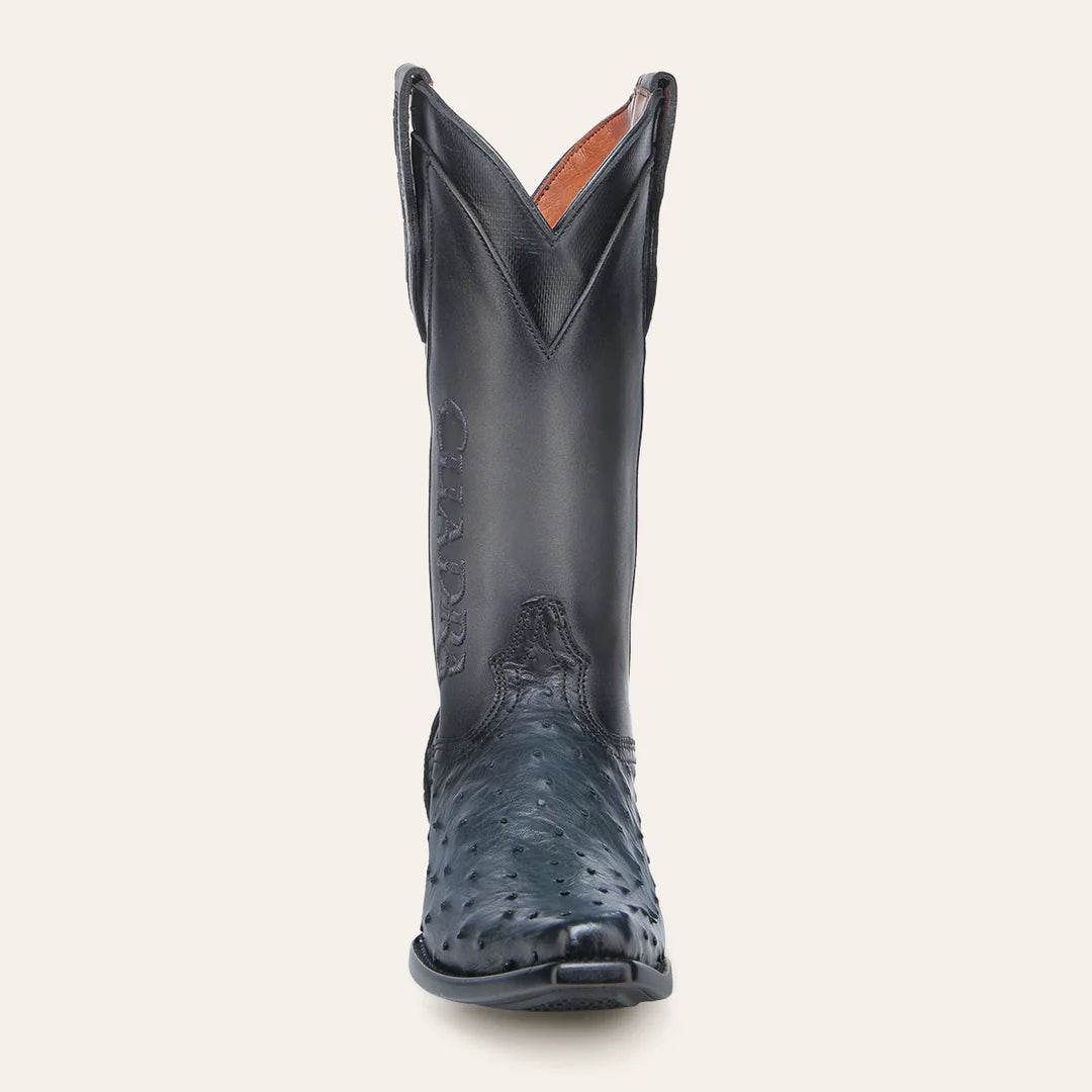 Premium Men's Cowboy Boots - Genuine Ostrich Leather in Cuadra Blue - Western Dress Boots for Rodeo, Country Dancing & Casual Wear
