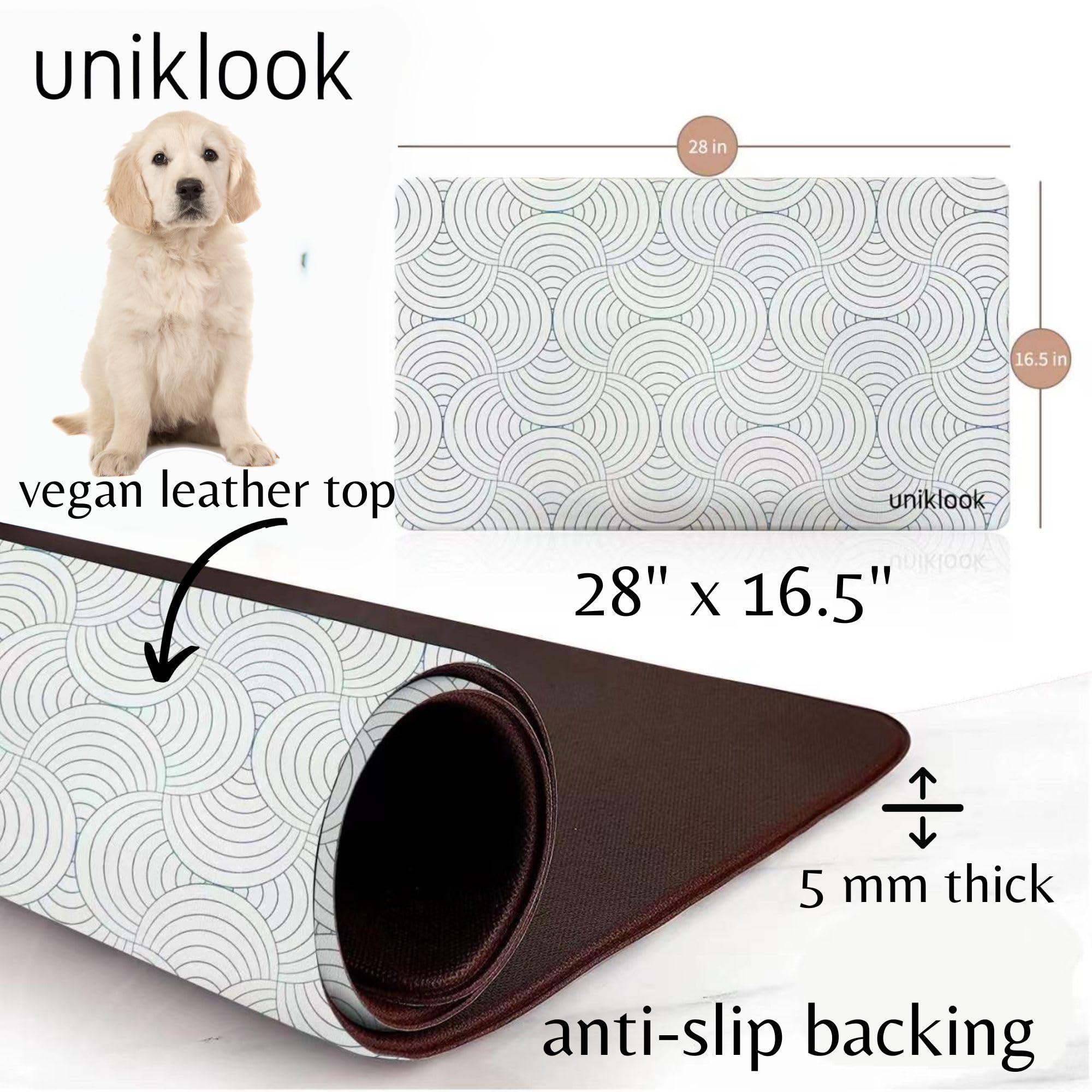 Non-Slip Waterproof Dog Food Mat - Large Pet Feeding Mat for Bowls, Food & Water - Durable Easy Clean Dog Bowl Mat for Kitchen & Floor - Perfect for Messy Eaters & Spill Protection