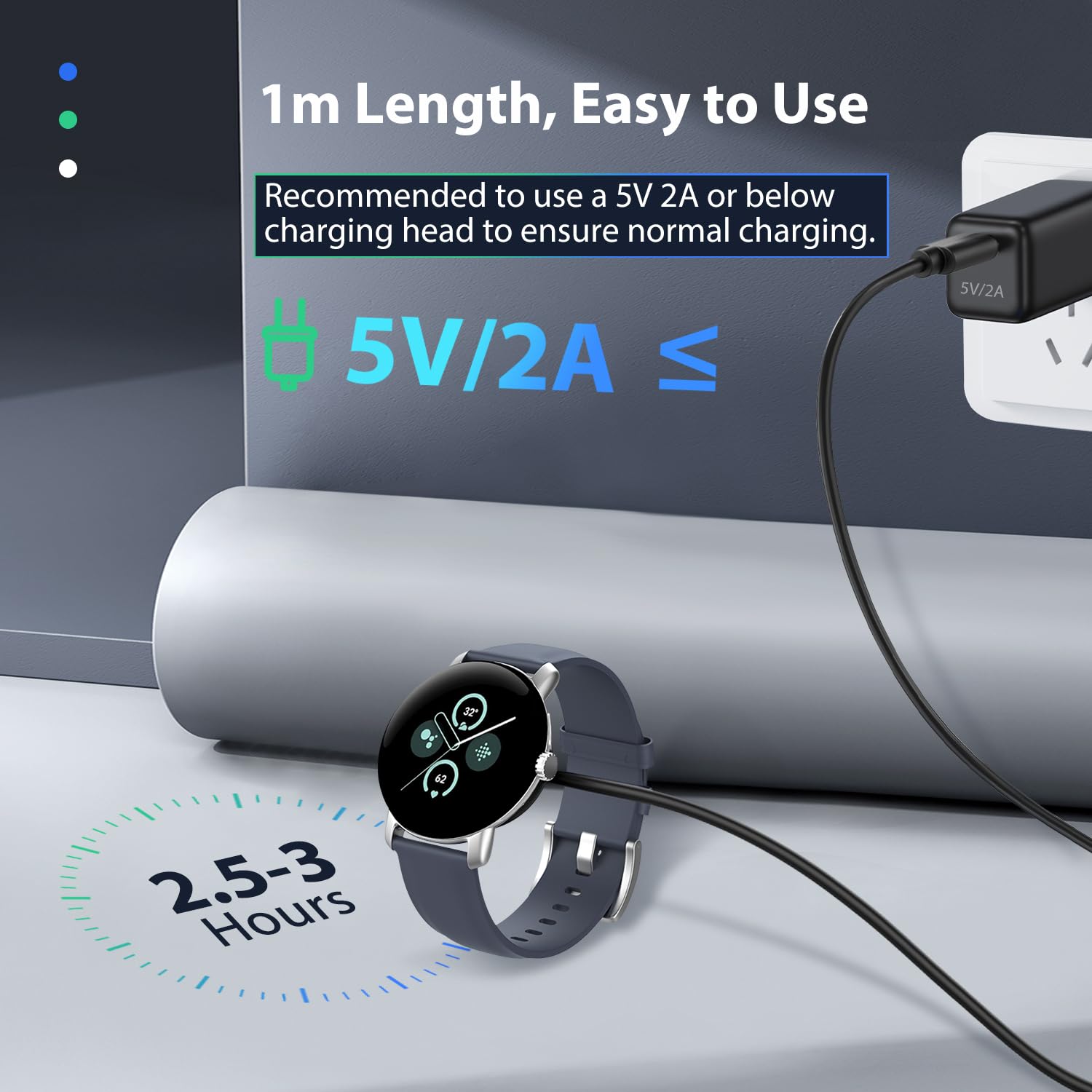 TiMOVO Magnetic USB-C Charging Cable 3.3Ft - Compatible with Google Pixel Watch 3/2 & Fitbit Ace LTE/Versa 4/3 - Fast Charging 4-Pin Connector (Black) - Perfect for Home, Office and Travel Use
