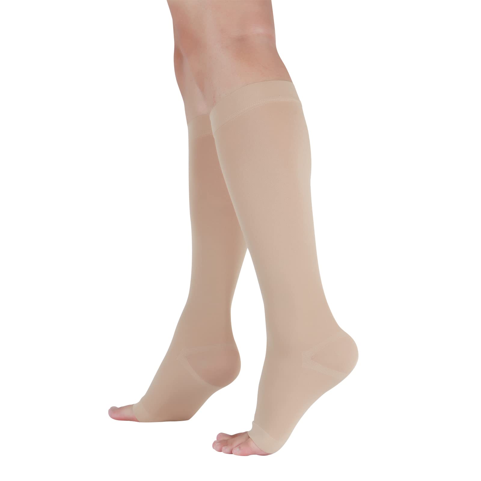 LIN PERFORMANCE Open Toe Knee High Compression Socks for Women & Men - Medical Grade Support for Varicose Veins, Swollen Legs & Circulation - Ideal for Travel, Running, Nursing & Recovery
