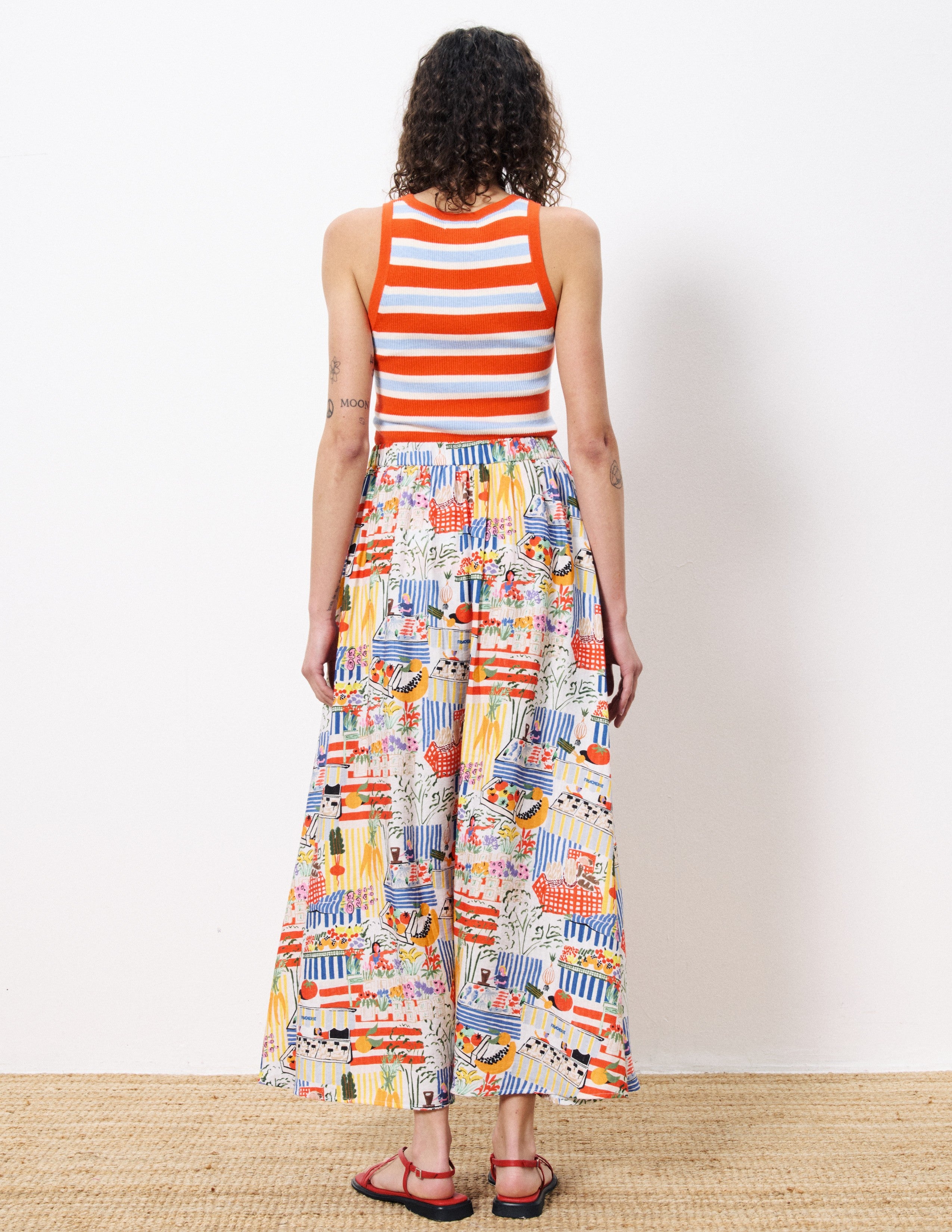 Parisian Market Skirt - Flowy A-Line Midi Skirt for Women | Vintage French Style Summer Skirt | Perfect for Brunch, Date Night & European Travel Outfits