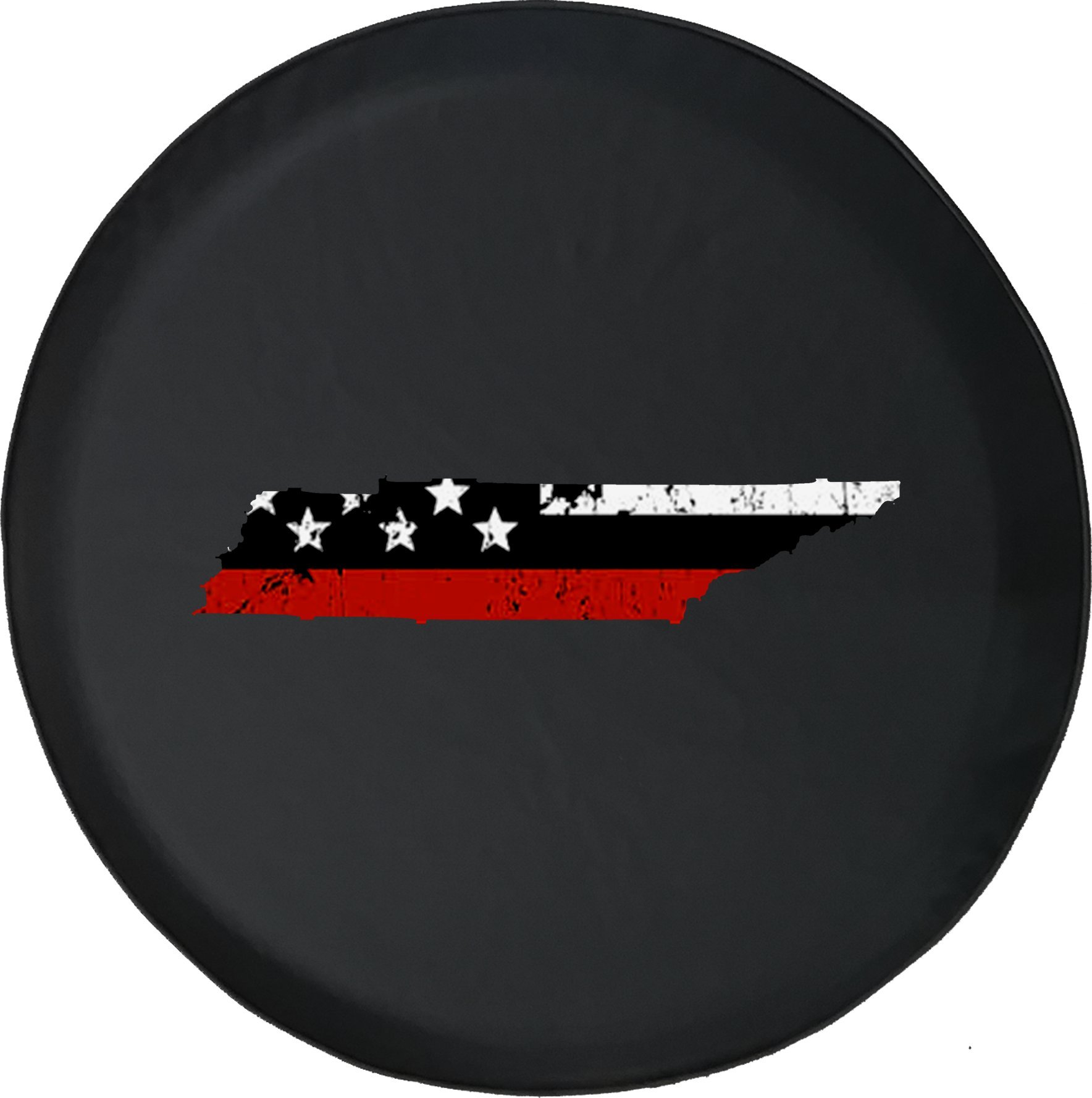 29 Inch Thin Red Line Distressed American Flag Car Tire Cover for Tennessee - Durable Truck & SUV Wheel Protection (Perfect for Road Trips & Patriotic Displays)