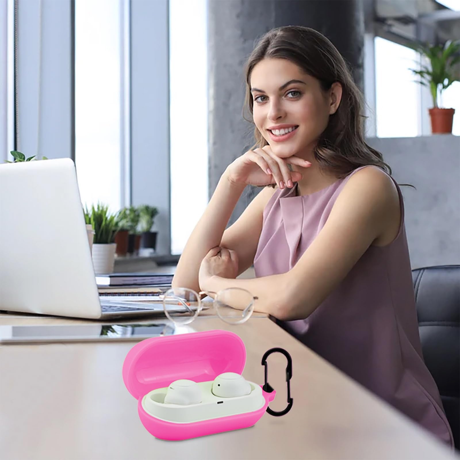 LEFXMOPHY Pink Silicone Protective Case Cover for Sony WF-C500 Wireless Earbuds - Durable Skin for Women & Girls | Perfect for Gym, Travel & Daily Use