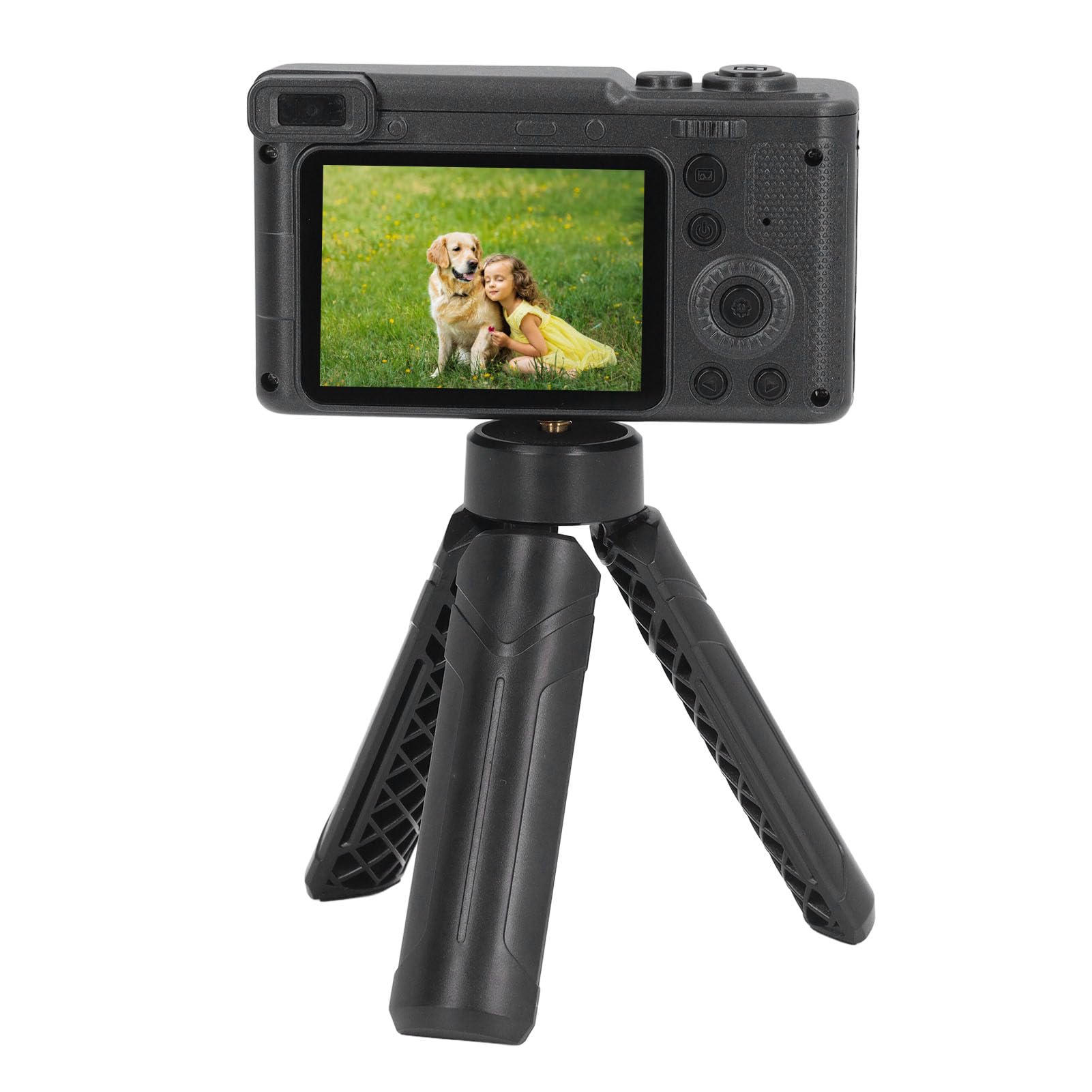 4K Digital Camera for Beginners & Adults - 2.4 Inch LCD Screen, 8X Zoom Vlogging Camera with Fill Light Stand - Perfect for Travel, YouTube Videos & Family Photography (Black)