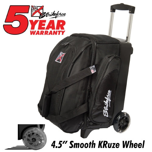 KR Strikeforce Cruiser Black Double Roller Bag - Durable Travel Luggage for Business Trips, Vacations & Airplane Carry-On | Lightweight Spinner Suitcase with Smooth Wheels