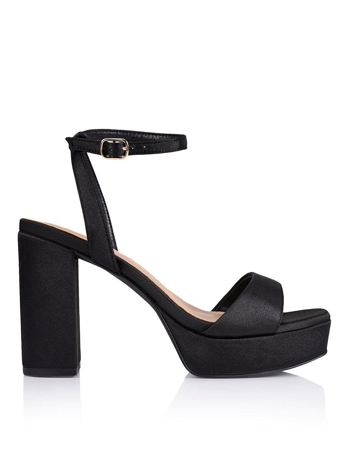 Orion Platform Heels - Black Satin High Heels for Women | Elegant Evening Shoes for Parties, Weddings & Special Occasions