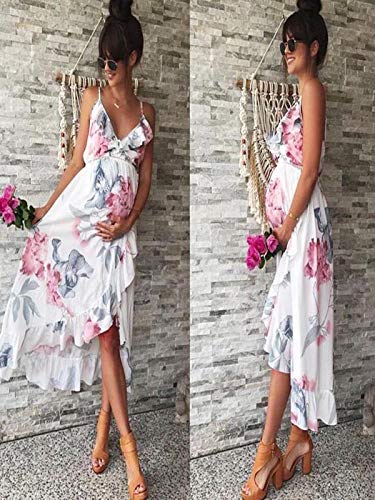 Floral Maternity Dress for Women - Elegant Ruffle Pregnant Dress for Baby Shower, Maternity Photoshoot & Casual Wear | Comfortable Pregnancy Clothes for Special Occasions