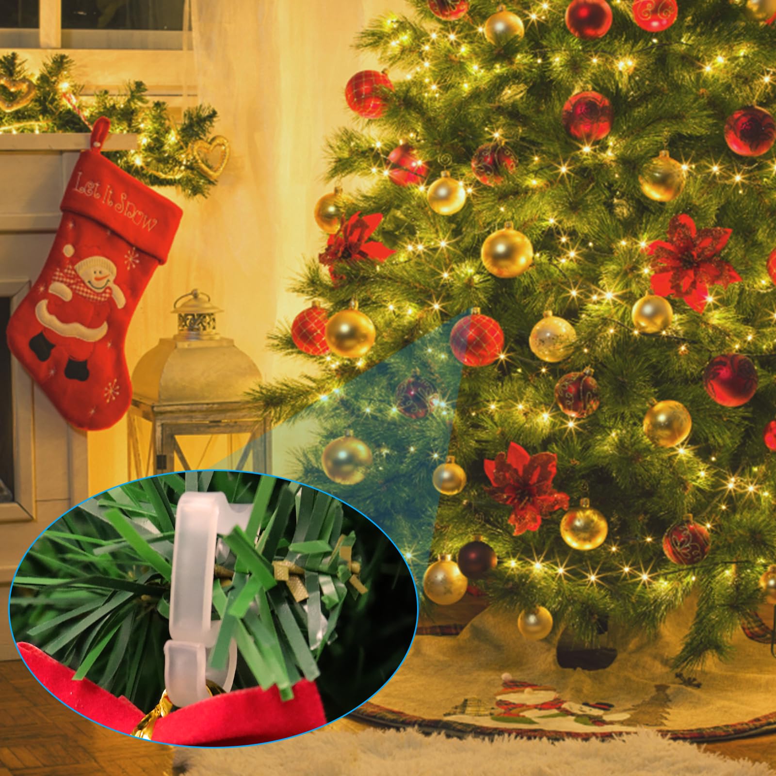 200 Pack Clear Mini Christmas Light Clips - Gutter & Shingle Hooks for Outdoor Holiday Lights | Perfect for Roof, Eaves & Christmas Tree Decoration