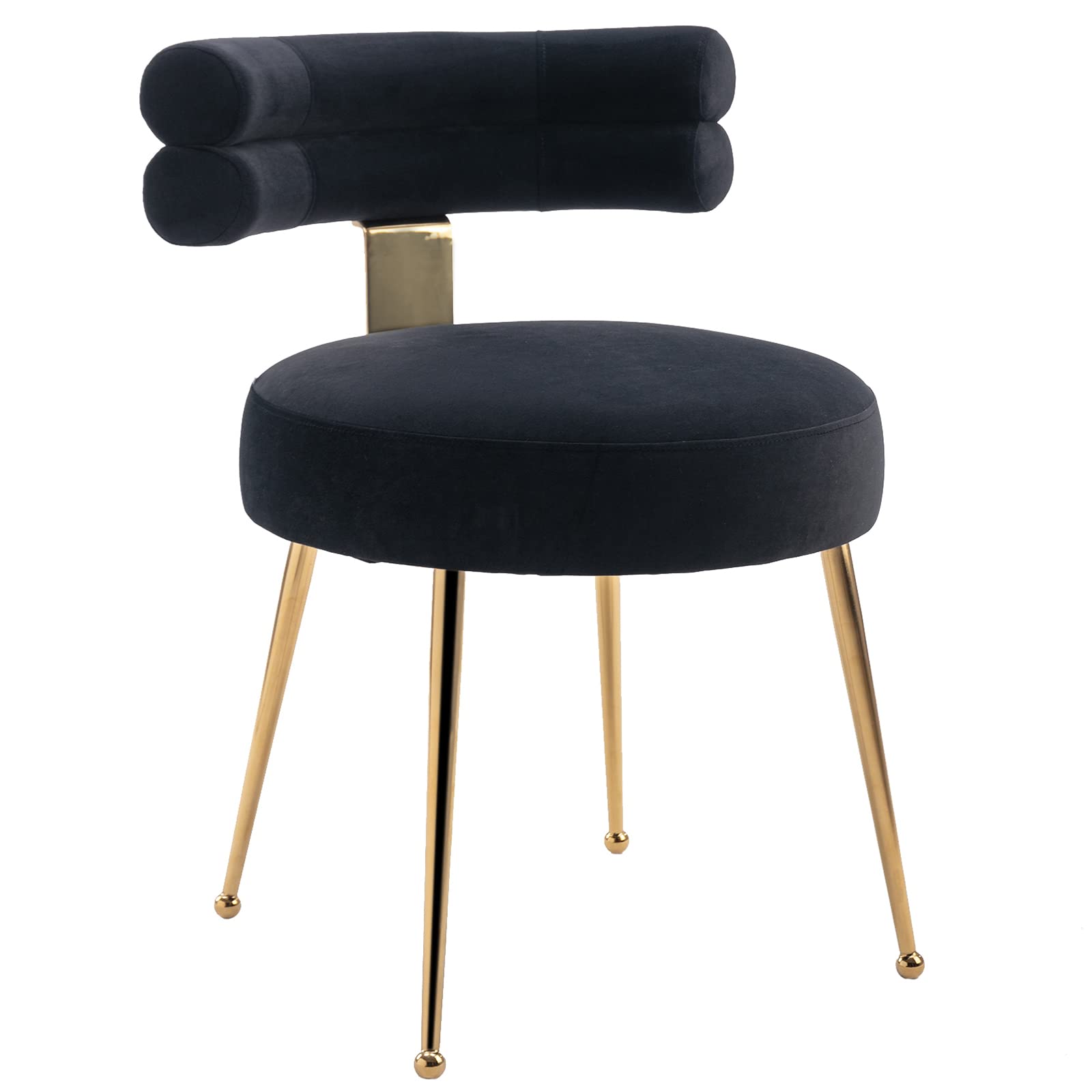 Velvet Dining Chairs with Gold Legs - Modern Upholstered Side Chairs, Comfy Curved Back Accent Chairs for Dining Room, Living Room, Bedroom & Vanity - Elegant Home Decor (1, Black) | Perfect for Small Spaces, Apartment Living & Stylish Entertaining