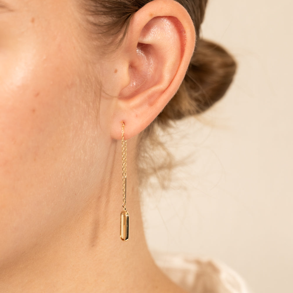 9ct Yellow Gold Natural Quartz Threader Drop Earrings for Women - Elegant Dangling Jewelry for Parties, Weddings & Everyday Wear