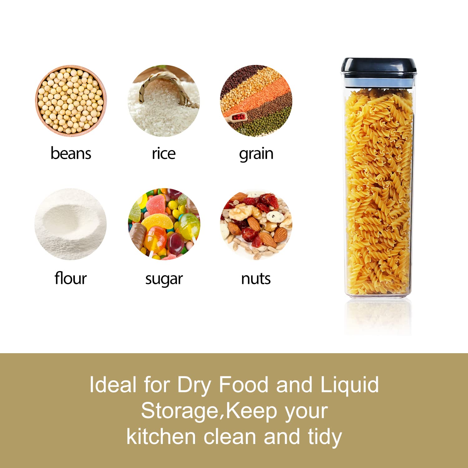 BPA-Free Extra Large Airtight Food Storage Containers with Lids - 4-Piece Set (2.82 QT) for Kitchen & Pantry Organization - Perfect for Spaghetti, Cereal, Flour & Dry Food Storage | Includes Labels for Easy Identification