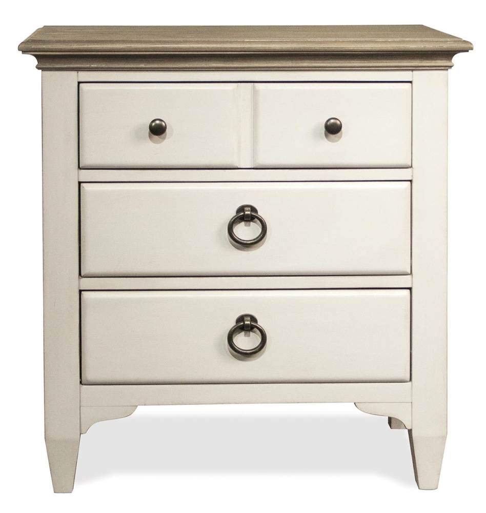 Riverside Furniture Myra Wood 3-Drawer Nightstand in Natural and Paperwhite - Solid Wood Bedside Table for Bedroom, Living Room, or Guest Room - Perfect for Storage and Decor