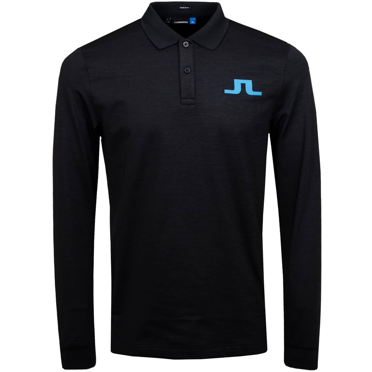 J. Lindeberg Big Bridge Long Sleeve Regular TX Brushed Jersey Men's Golf Shirt - Moisture-Wicking Performance Polo for Golf, Casual Wear & Outdoor Activities