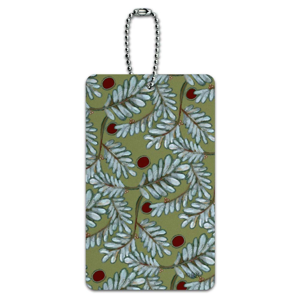 White Leafy Branches Pattern Luggage Tag - Durable Suitcase ID Card for Carry-On Bags - Perfect for Travel, Business Trips & Vacation Identification