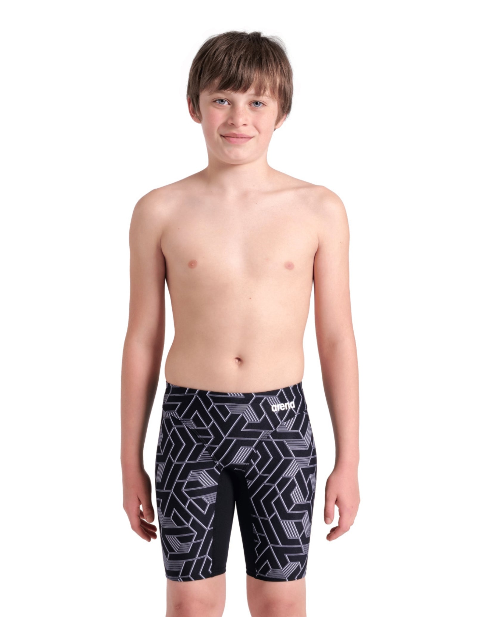 Boys Escape Swim Jammer - Black/Team - Quick Dry Competitive Swim Trunks for Boys - Perfect for Swim Practice, Beach & Pool Activities