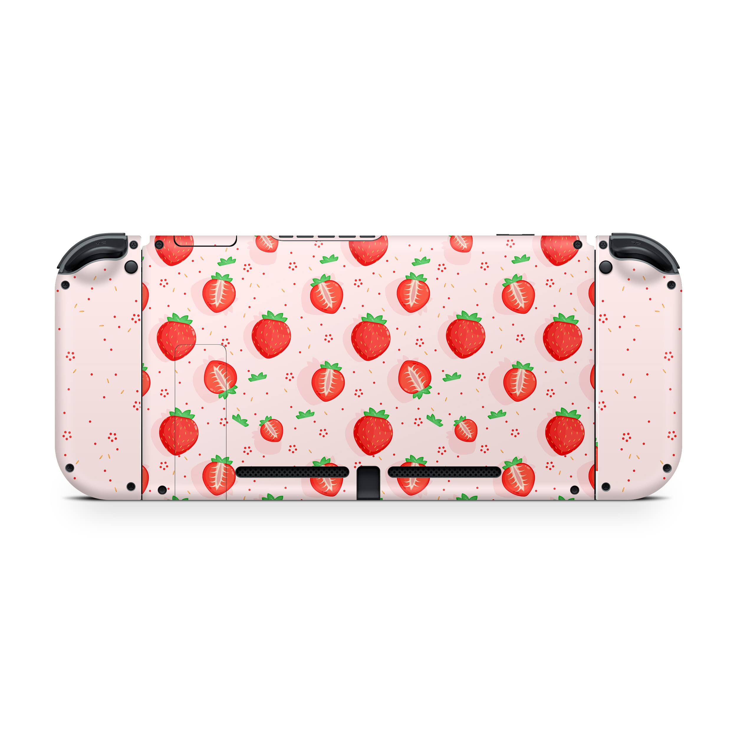 Premium 3M Vinyl Full Wrap Decal Skin for Nintendo Switch - Kawaii Strawberry Design Compatible with Joy-Con, Console & Dock | Protective Cover for Gaming, Travel & Home Decor