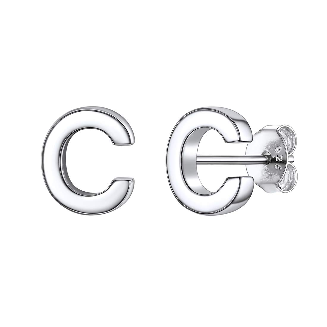 Hypoallergenic 925 Sterling Silver Initial Letter Stud Earrings for Women - Tiny A-Z Alphabet Studs for Sensitive Ears (Gift Box Included) | Perfect for Everyday Wear, Gifts & Special Occasions