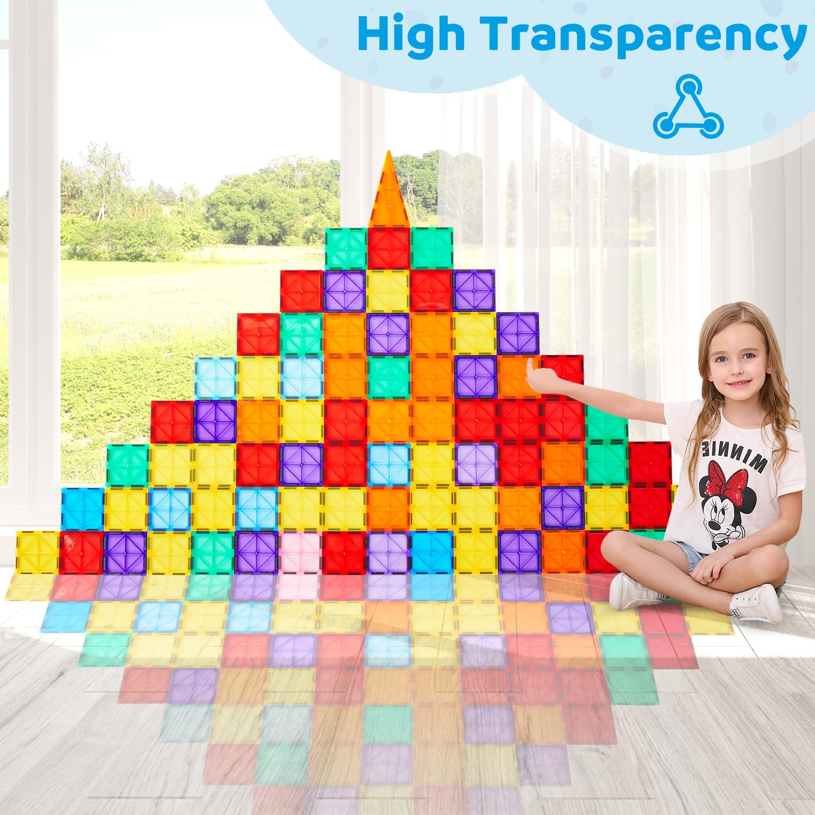 Ryoichi 138PCS Magnetic Building Tiles Set with 2 Cars - STEM Educational Construction Blocks & Montessori Learning Toys for Kids Ages 3-9 Years | Perfect for Classroom Activities, Birthday Gifts & Creative Playtime