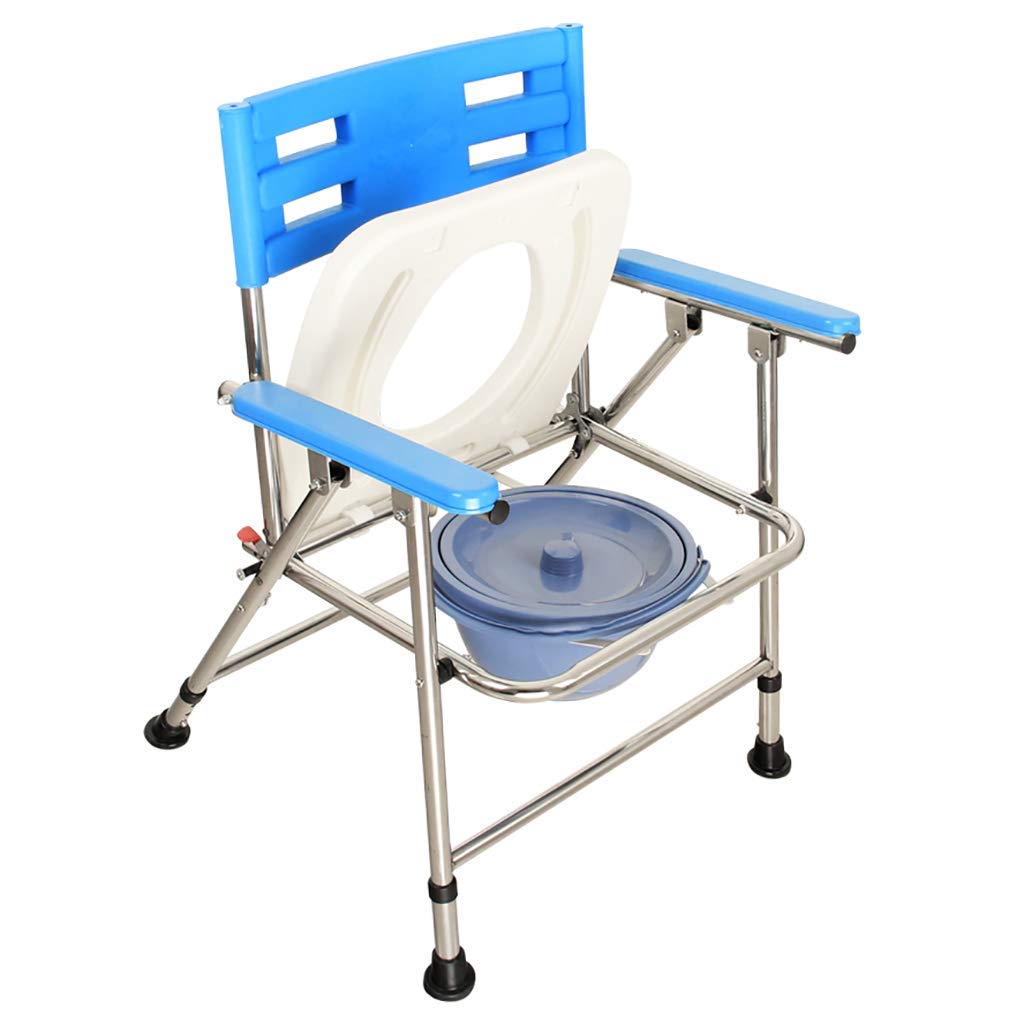 Foldable Stainless Steel Commode Chair - Portable Toilet Seat for Elderly & Pregnant Women - Waterproof Bathroom Safety Chair for Home Care & Mobility Assistance - Ideal for Post-Surgery Recovery & Bedside Use