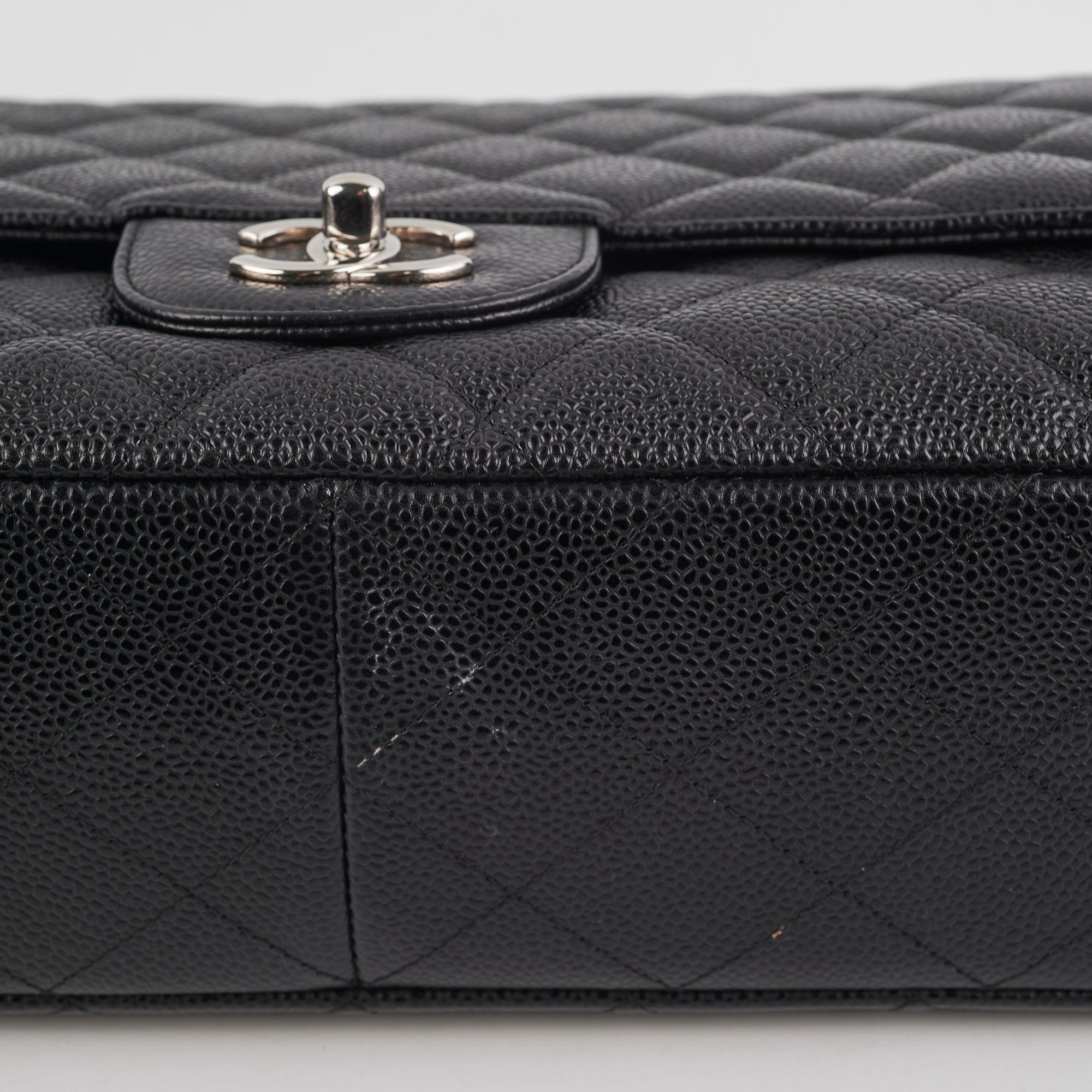 Chanel Single Flap Jumbo Caviar Black Leather Shoulder Bag - Luxury Designer Handbag for Women | Perfect for Work, Evening Events & Everyday Use